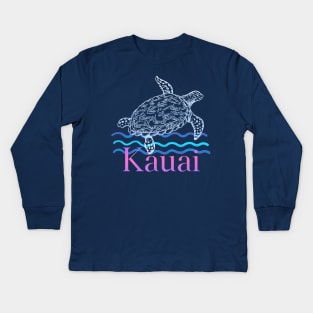 Kauai Hawaii Sea Turtle Souvenir Gift Kids Long Sleeve T-Shirt